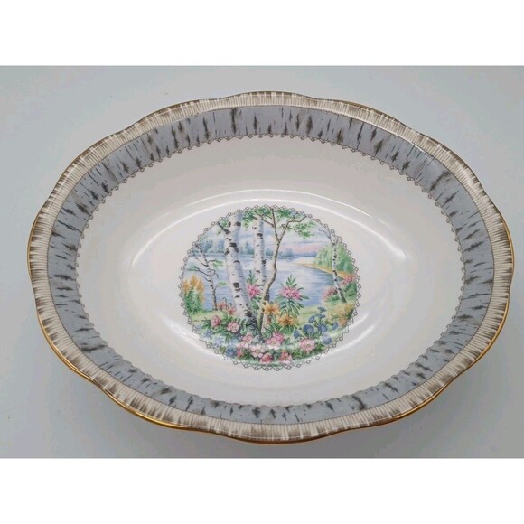 Royal Albert Silver Birch Oval Vegetable Serving Dish Bone China 1940 - Picture 1 of 6